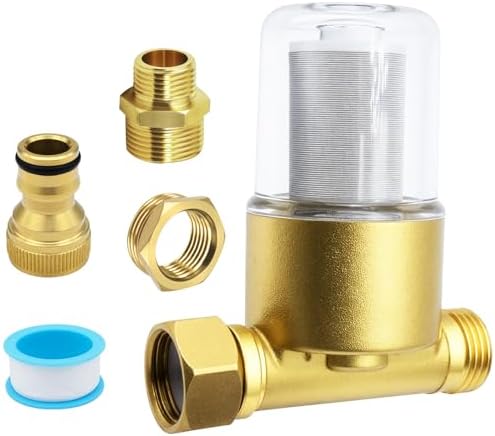 Reusable Brass Inline Sediment Filter (40 Micron) – Universal Water Filtration System for Washing Machine, Heater, Garden, RV | Prevents Clothes Yellowing, Dry Skin & Scale Build-Up by Unknown