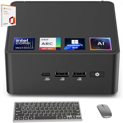 ASUS NUC 15 Pro AI Mini Computer, Intel Series 2 Ultra 5 225H (14C/14T, Up to 4.9GHz), 16GB DDR5 RAM, 1TB PCIe SSD, Win 11 Pro, Intel Arc 130T, Thunderbolt 4, WiFi 7, Wireless KB & MSE, Office 2019 LT by Unknown