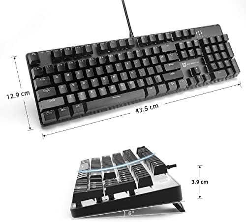 Merdia Mechanical Keyboard Gaming Keyboard | Red Switch, White Backlit Keyboard | 104 Keys US Layout | Wired Gaming Keyboard | Hot Swappable Mechanical Keyboard | PC Gaming Keyboards (Black) - Image 4
