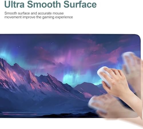 Aurora Gaming Mouse Pad 35.4"x15.7" Large Extended Pad Desk Mat Anti-Slip Rubber Base & Durable Stitched Edges for Gamers Smooth Mouse Pad Writing Surface for Desk Office/Home - Image 6