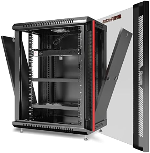 Sysracks 15U Wall Rack Mount Server 18" Deep Network Cabinet, Server Rack with Fan, Removable Side Panels, Locking Glass Door 19" Computer Cabinet Enclosure Network Rack Case 15.450 - Image 3