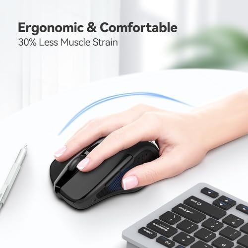 TECKNET Wireless Mouse, 2.4G Ergonomic Computer Mouse, 2600 DPI, Black - Image 4