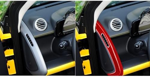 Car Dashboard AC Vent Side Panel Decorative Strip Cover Sticker Real 3K Red Carbon Fiber Decoration Interior Accessories Trim Compatible with Benz Smart Fortwo 2011 2012 2013 2014 2015 - Image 5