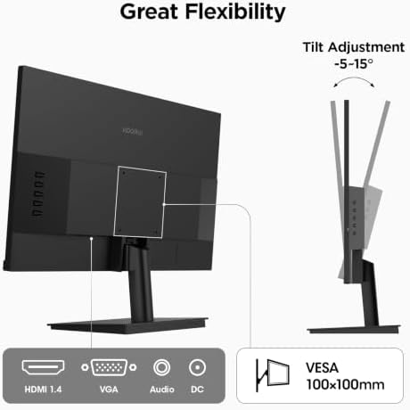 KOORUI 24-inch Computer Monitor FHD 100Hz VA HDMI/VGA, Audio Out - Image 6