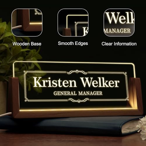 Custom Light Up Name Plate for Desk, Desk Name Plate Personalized with Logo, Employee Appreciation Gift, Personalized Office Gifts for Boss Coworkers Teacher, Office Decor for Women Men (Border style) - Image 3