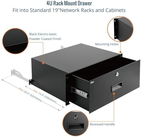 Tecmojo 4U Rack Drawer,Rack Mount Drawer for 19in Network Equipment/Server/AV Rack or Cabinet Enclosure,Sliding and Lockable Server Rack Drawer - Load-Bearing 44lb (20kg),with Cable Management Holes - Image 4
