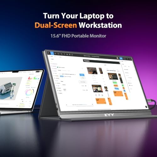 KYY Portable Monitor 15.6" 1080P Computer Monitor Screen Extender w/Cover - Image 2