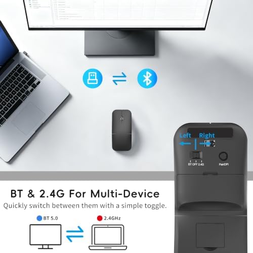 Bluetooth Arc Travel Mouse, BT & USB Wireless Dual Mode Silent Mice - Black - Image 2