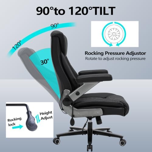 600lbs Big and Tall Office Chair with Lumbar Support 5 Way Adjustable Armrest Heavy Duty Ergonomic Office Chair Executive OfficeChair Oversized and Extra Wide (Black) - Image 5