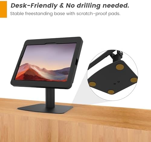 Tablet POS Stand for Desk with Key Lock & 145° Adjustable Angle, Desk-Friendly Freestanding Holder for iPad 10.9"/11" (10th Gen/Pro/Air) for Retail POS, Office, Reception - BSC205BA - Image 4