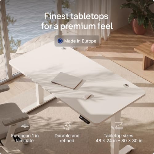 Desktronic HomePro Standing Desk 60x30 — Made in Europe, Ergonomic Sit Stand Home Office Desk, Electric Height Adjustable, Dual Motor, USB & USB-C Charging, Wobble-Free, Touchscreen, 3 Memory Presets - Image 6