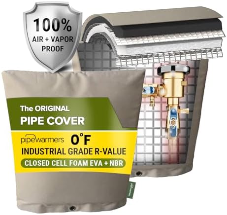 The Original Winter Pipe Insulation Cover (0˚F) - Extra-Thick EVA+NBR (UV-Coated) Insulated Backflow Preventer Freeze Protection, Pump Cover, Sprinkler/Well/Valve Head Cover - (14" W X 25" H) by PipeWarmers