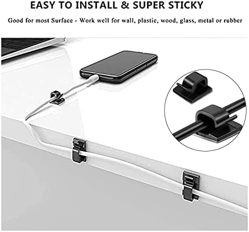 Cable Management Organizer Kit 2 Cable Sleeve Split with 41Self Adhesive Cable Clips Holder, 10pcs and 2 Roll Self Adhesive tie and 100 Fastening Cable Ties for TV Office Home Electronics etc - Image 4