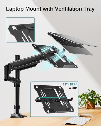 MOUNT PRO Laptop Arm Desk Mount for Max 22lbs 17" Laptop & Max 32" Monitor - Image 3