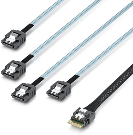 ipolex SlimSAS to SATA, SFF-8654 4i Host/RAID to 4xSATA Target HD, Suitable for Servers, Computers, Hard Drives, and Hosts, 0.5m(1.6ft) by ipolexUS