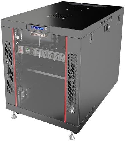 Home Lab Server Rack Cabinet 19" 12U – Premium Series 35" Deep Network Rack Enclosure with Glass Door, Quiet Cooling Fans & Thermostat, PDU, Shelf, Lockable Cabinet for NAS & Home Network by SYSRACKS