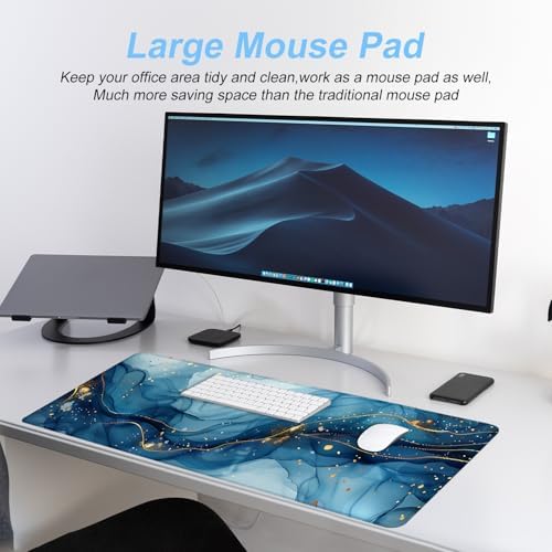 Marble Mouse Pad XXL – Large Blue Gold Marble Texture Desk Mat, Extended Non-Slip Mousepad for Office, Home, Workstation, Elegant Aesthetic Decor,31.5 x 11.8 in - Image 5