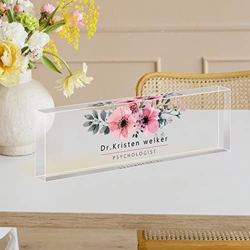 Desk Name Plate Personalized, Custom Name Plates for Desks, Personalized Acrylic Name Plate for Desk, Office Gifts for Coworkers, Boss, Teacher/Employee Appreciation Gifts (Wild Flowers) - Image 6
