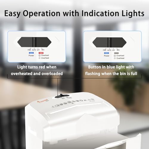 Bonsaii Micro Cut Shredder, Portable with a Convenient Handle, shredding up to 12 Sheets, P-4 Security Level, 60 Min Continuous, CD/Credit Card, Jam-Proof, 4.2 Gal Bin, White/Gray - Image 3