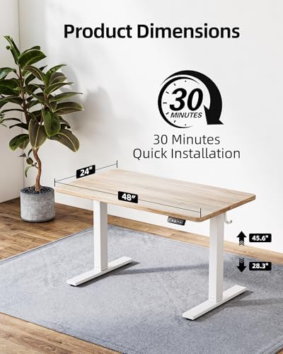TIQLAB 48 X 24 Inch Height Adjustable Electric Standing Desk, Maple - Image 4
