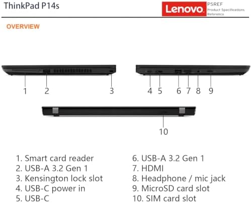 Lenovo ThinkPad P14s Mobile Workstation Laptop, 14" FHD IPS Anti-Glare Display, Intel Core i5-1135G7, 16GB RAM | 256GB SSD, NVIDIA Quadro T500 Graphics, Backlit Keyboard, Fingerprint, Windows 11 Pro - Image 6