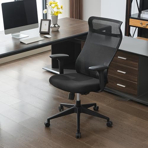 Qulomvs Mesh Ergonomic Office Chair Home Office Desk Chair with Headrest Height Adjustable Computer Executive Desk Chair with Wheels 360 Swivel Task Chair - Image 7