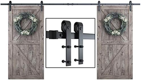 SMARTSTANDARD 12 FT Double Barn Door Hardware Kit, Fit 36" Wide Door Panel by SMARTSTANDARD