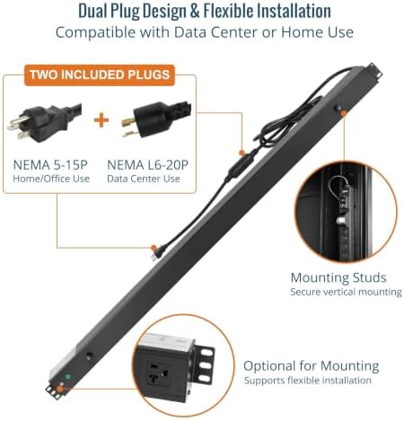 Tecmojo 20A 20-Outlet 0U Metered PDU, 5-15R/5-20R, RS485 Modbus RTU - Image 5