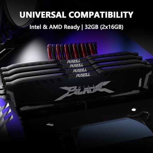 PUSKILL 32GB Kit (2x16GB) DDR4 RAM 2666MHz PC4-21300 Desktop Memory with Aluminum Heatsink, Non-ECC Unbuffered UDIMM 1.2V CL19 288-Pin, Dual Channel PC Computer Upgrade Module for Intel & AMD - Image 5