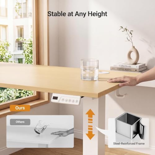 Claiks Electric Standing Desk 55x24 Inch Adjustable Desk, Nature - Image 5