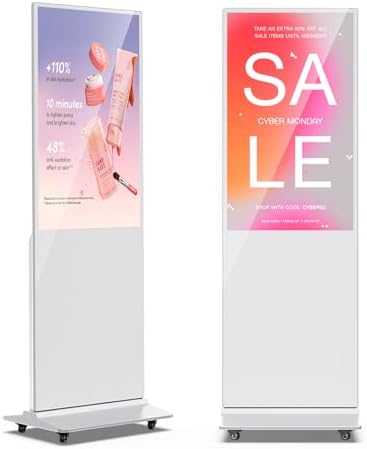 JIYANG 37 Inch Digital Signage Display Kiosk, Indoor Floor Standing LCD Advertising Display with Android Media Player, HDMI/USB/WiFi Input Auto Split Screen(White) by HomePage