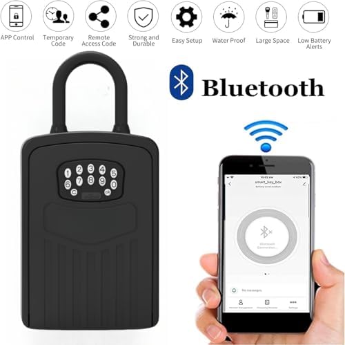 Smart Digital Lock Box for Key, APP Control Bluetooth Wireless Key Lock Box Wall Mounted Door Hanging, Remote Access Digital Safe with Code for Outdoor, Large storage - Image 2