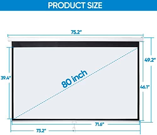 SUPER DEAL 80'' 16:9 HD Projection Screen Foldable Anti-Crease Portable Projector Movie Screen Manual Pull Down for Home Theater Presentation Education Outdoor Indoor Public Display - Image 6
