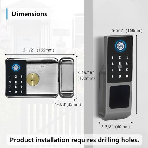 EIYSIE WiFi Smart Gate Lock, Dual Side Fingerprint Lock, IP65 & App Control - Image 3