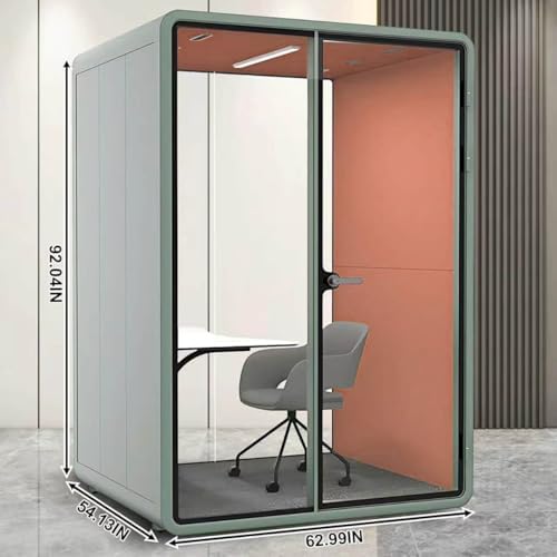 Office Sound Booth with Audio Privacy - Indoor Privacy Sound Isolation Booth with Magnetic Lock Sliding Glass Door,Lighting,Socket, Modern Soundproof Room for Meeting (62.99IN) - Image 2