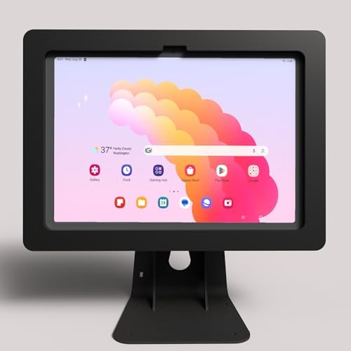 Anti-Theft Acrylic Case with 360 Rotate 180 Swivel Metal Desktop Stand & 90-Degree USB C Cable for Samsung Galaxy TAB A8 10.5 Tablet (Black, TAB A8 10.5) - Image 5