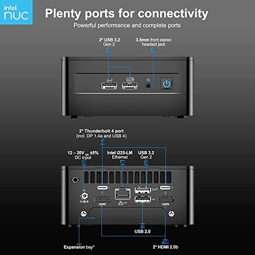 Intel 2024 Newest NUC13 Tiny Client Mini Desktop PC 13th 12-Core i7-1360P 16GB DDR4 512GB M.2 NVMe SSD Iris Xe Graphics WiFi 6E RJ-45 2 x Thunderbolt4 2 x HDMI Windows 11 Pro w/RE USB, Black - Image 2