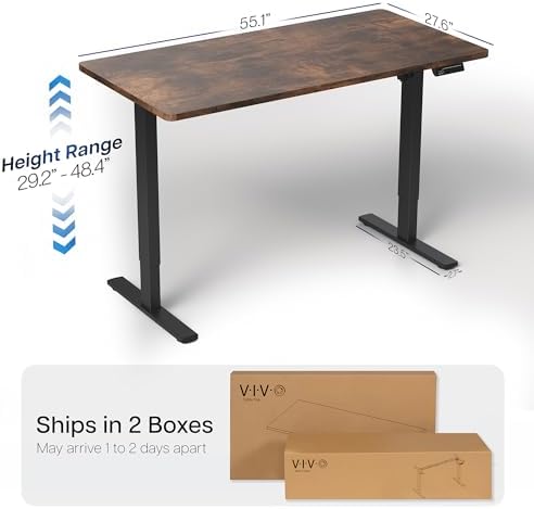 VIVO Rustic Vintage Brown 55 x 28 in Standing Desk, DESK-KIT-1B55N - Image 4