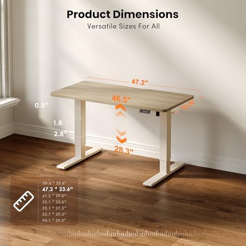 CubiCubi Electric Height Adjustable Standing Desk 48x24 Inch, Light Walnut - Image 2