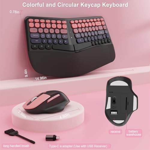 Ergonomic Wireless Keyboard Mouse, Mechanical Gaming Set with Wrist Rest - Image 5