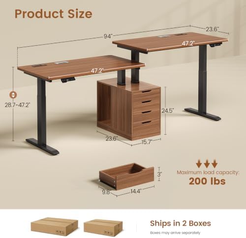 SEDETA Standing Two Person Desk with 4 Drawers, 2 Power Outlets, CPU Stand - Image 2