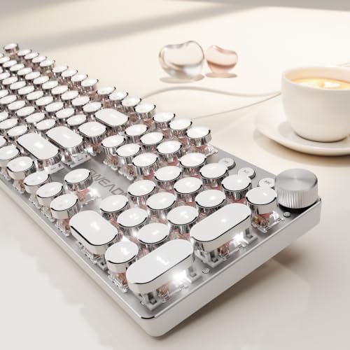 Wired Typewriter Mechanical Keyboard, Retro Punk Keyboard with Media Knob by SEUNKWANG