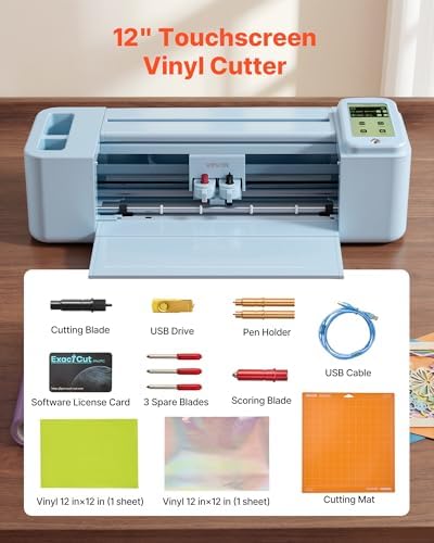 VEVOR Vinyl Cutting Machine, 12 in, Touchscreen-Controlled Vinyl Cutter, 20000+ Built-in Design Resources, Compatible with Mac, Windows, Android and iOS, for Creating Customized Crafts Cards, Decor - Image 5