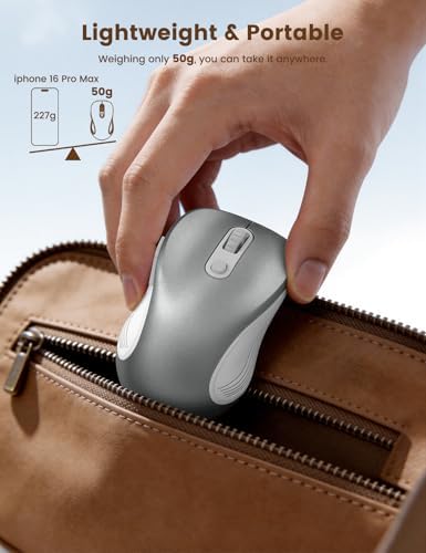 WisFox 2.4GHz Wireless Mouse for Laptop, Ergonomic 6-Button, Silver - Image 7