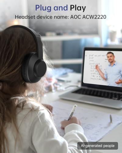 AOC USB Headset with Microphone for PC, Over-Ear Wired Headphones with Mic, Noise-Cancelling Boom, 40mm Audio Drivers, USB-A/C Compatibility for Office, Call Centers & Online Meetings (Black) - Image 6