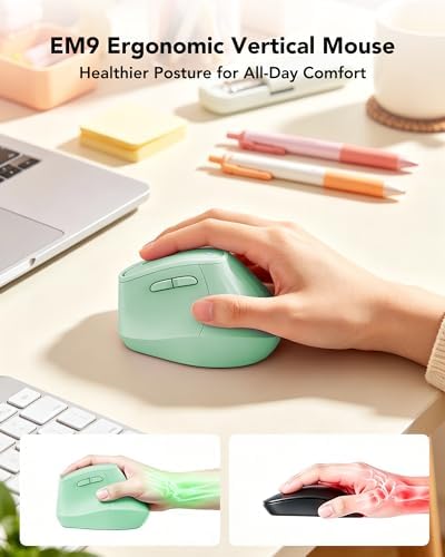 KYSONA Ergonomic Mouse Wireless, Bluetooth Vertical Mouse, 5-Level Adjustable DPI, 2.4G Silent Switch Mice for Windows, MacOS, IPadOS, Laptop, PC, Green - Image 3