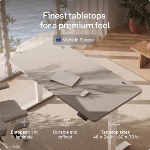 Desktronic HomePro Standing Desk 72x30 — Made in Europe, Ergonomic Sit Stand Home Office Desk, Electric Height Adjustable, Dual Motor, USB & USB-C Charging, Wobble-Free, Touchscreen, 3 Memory Presets - Image 6