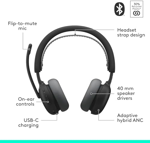 Logitech Zone Wireless 2 ES Noise Canceling Headset - Black - Image 6