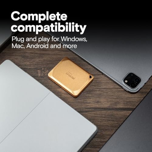 Crucial X10 Pro 2TB Portable SSD, Up to 2,100MB/s Read, 2000MB/s Write, USB 3.2 USB-C, External Solid State Drive, Durable Storage for Professional Creators, Gold - CT2000X10PROSSD9D02 - Image 4