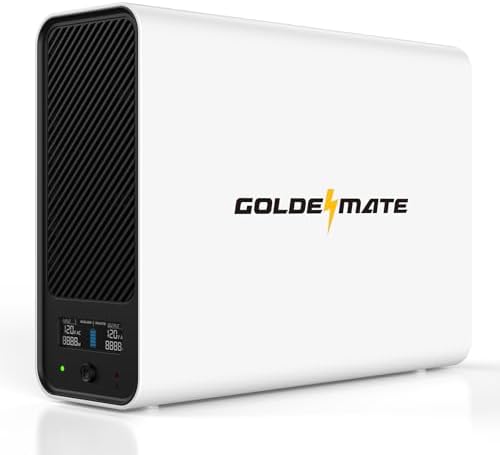 GOLDENMATE 1000VA/800W Lithium UPS Battery Backup & Surge Protector, White by GOLDENMATE